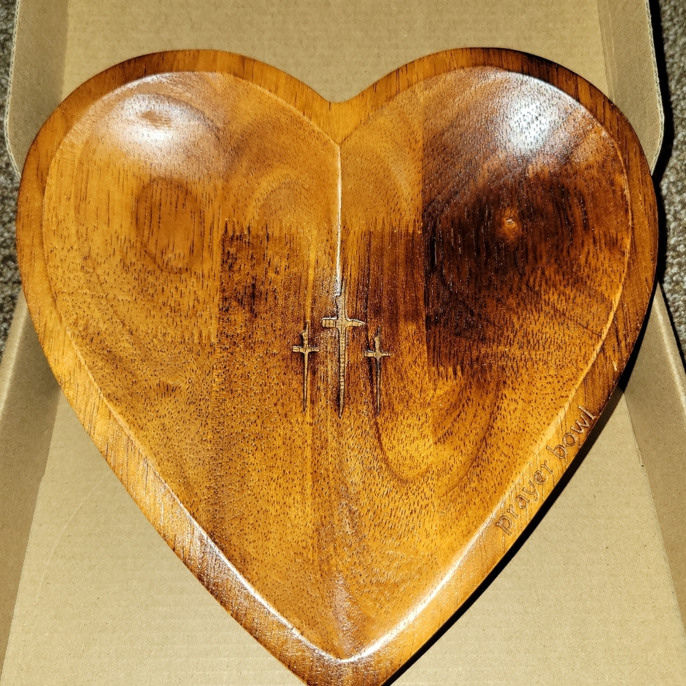 Heart-Shaped Wooden Prayer Bowl